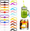 Lasiyanor Cup Markers for Drinks, 24Pcs Silicone Drink Marker Bands for Bar Party Martinis Cocktail Champagne Glasses