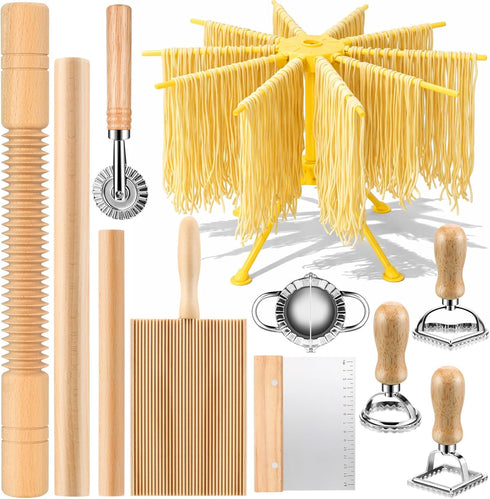 11 Pcs Pasta Making Tools Kit - Pasta Drying Rack, Gnocchi Board,Pasta