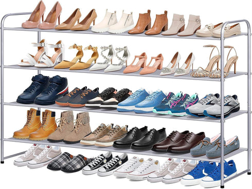 KIMBORA Long Shoe Rack for Closet, 30 Pairs Stackable Shoe Storage Organizer
