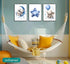 3Pcs 12X16unframed Blue Nursery Elephant Canvas Wall Art Baby Boy Wall Decor Cute Animal Painting Pictures Moon