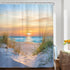 Riyidecor Beach Ocean Coastal Shower Curtain Seaside Seashore Sunset Sunrise Scenery Hawaii Landscape Tropical Sand Summer 60Wx72H Inch Nature Fabric Decor Bathroom Polyester Waterproof 12 Pack Hooks