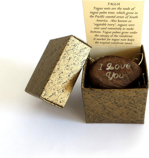 Handmade “I Love You” Engraved Tagua Nut – Eco-Friendly Keepsake – Unique Romantic Gift Idea