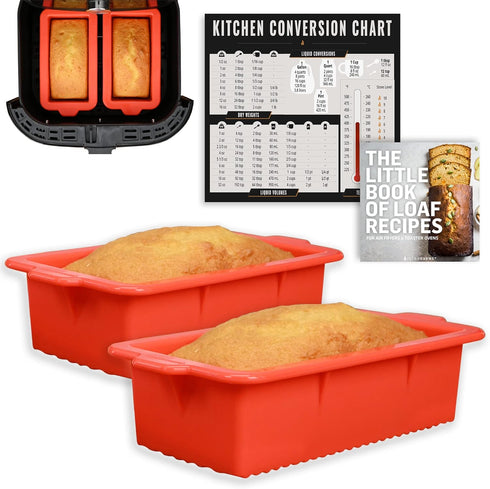 Air Fryer Silicone Loaf Pans for Baking, Non-Stick 8 inch Bread Cake Pan, Fits Instant Pot, Ninja Foodi, BPA Free