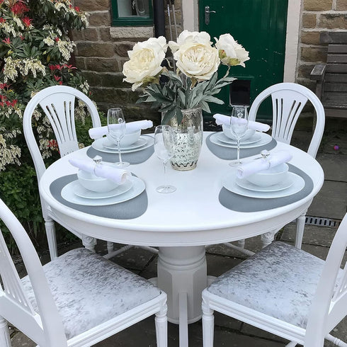 Herda Set of 6 Placemats for Dining Table, Faux Leather Wipeable Washable Mats for Round Kitchen Dining Patio