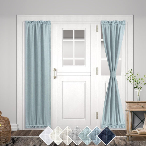 Sidelight Door Curtains: 72 Inches Long Linen Blend Privacy Protect Light Filtering Panels for French Door Side Windows