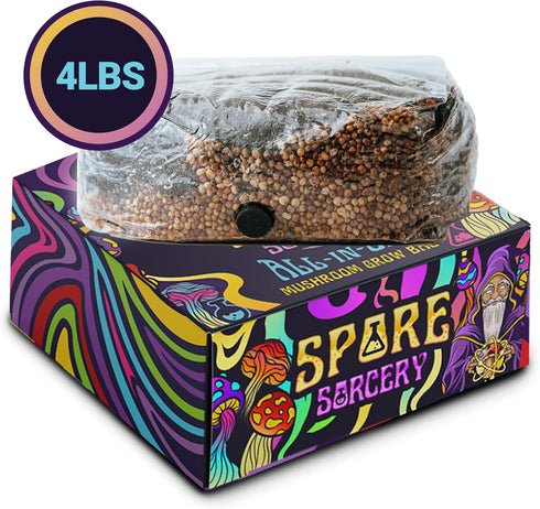 4 LB 32oz (4 LB SPORE SORCERY All-in-One Grow Bag: Up to of Mushrooms! Nutrient-Enhanced, Injection Port, Just Add Your