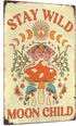 Putuo Decor Stay Wild Moon Child Sign, Retro Mushroom Wall Decor, 12