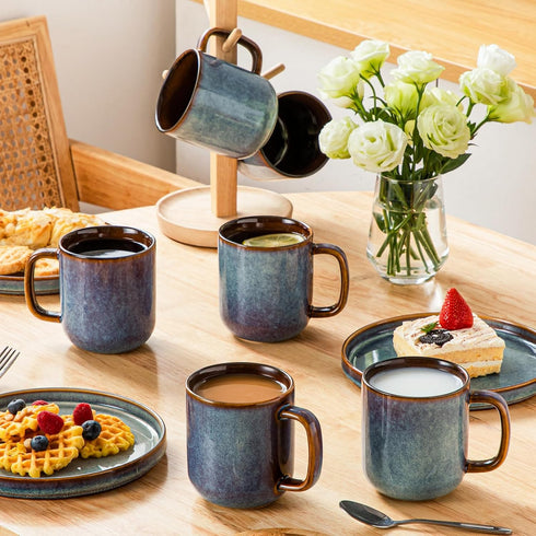 16 oz Set 6, vancasso Coffee Mugs of Large Ceramic Mug with Handle, Unique Glaze Coffee Cups for Latte, Cappuccino