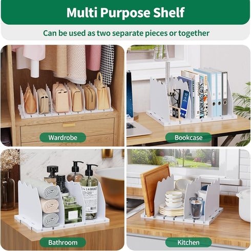 Closet, SPACEKEEPER Shelf Divider for Adjustable Purse Organizers Handbag Separators Storage Organizer Bookshelf