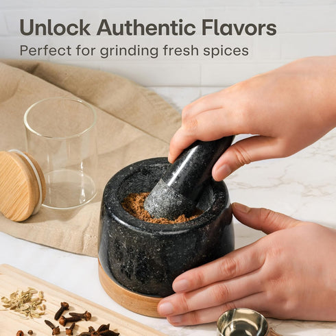 Set 1 Praknu Mortar and Pestle Small - Heavy-Duty Cup Stone Grinder for Spices & Herbs - Durable Granite Molcajete