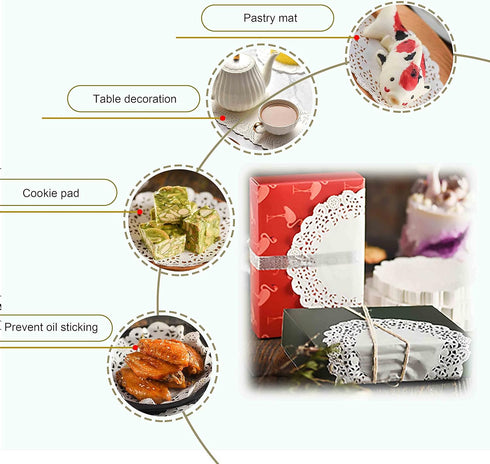 10 Inch Round Paper Doilies, Lace Paper Placemats, Disposable Greaseproof Doilies, White, Pack of 100