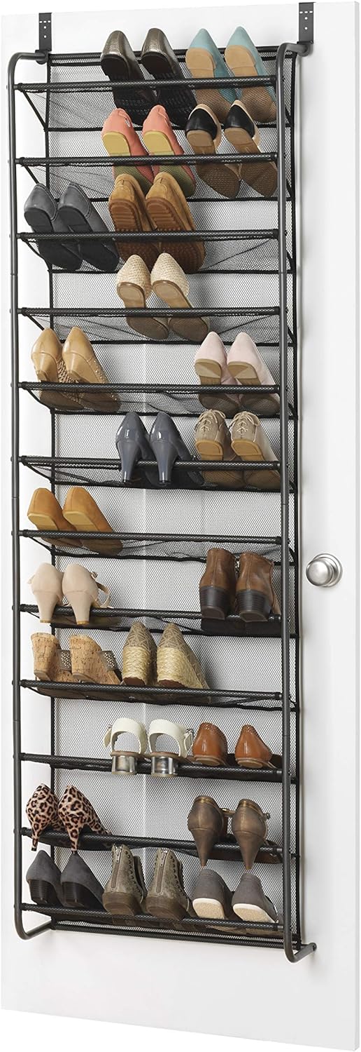 Whitmor 36 Pair Over the Door Shoe Organizer, 12 Tier Hanging Shoe