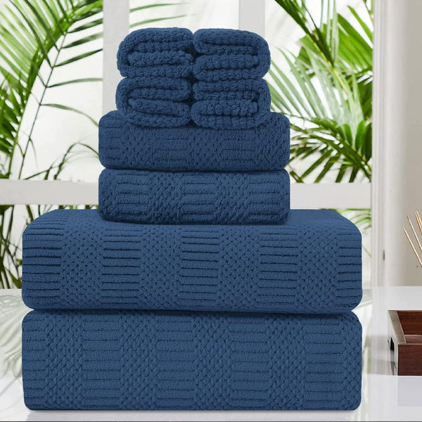 Oliven 8 Pcs Navy Oversized Bath Sheet Set-2 Large Bath Towel Sheets,2