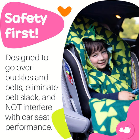 Cozy Birdy Boutique Car Seat Poncho for Kids Safe to Use Over Seat Belts Reversible Warm and Blanket Easy on Easy Off