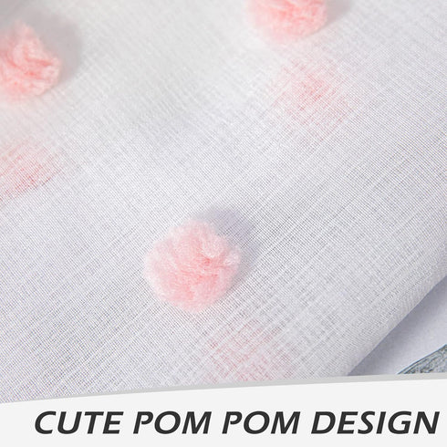 84 Inch 2 52 84 inch MYSKY HOME Pom Pom Sheer Curtains for Girls Bedroom Pink Curtains for Nursery Long Living Room