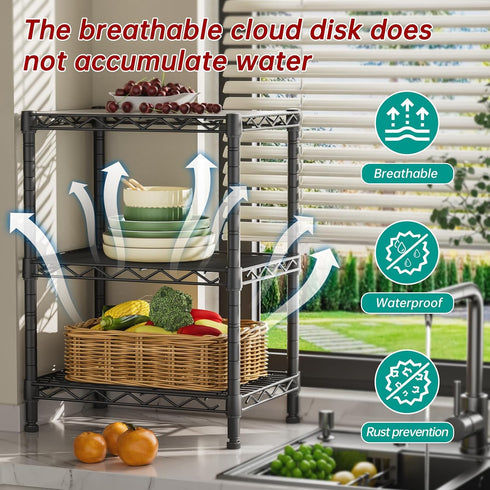 3 12" 18" 30" Golpart Tier Adjustable Storage Shelves Heavy Duty Metal Utility Shelf Wire Shelving Unit Organizer Rack