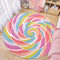 Kids Rug Play Mat 4Ft Round Rainbow Lollipop Girls Bedroom Carpet Circle