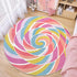 Kids Rug Play Mat 4Ft Round Rainbow Lollipop Girls Bedroom Carpet Circle