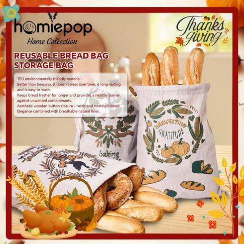 HomiePop 3Pcs 17 13 Inch Packaging Bread Bags for Homemade Bread Linen Reusable Bread Bags with Drawstring Closure