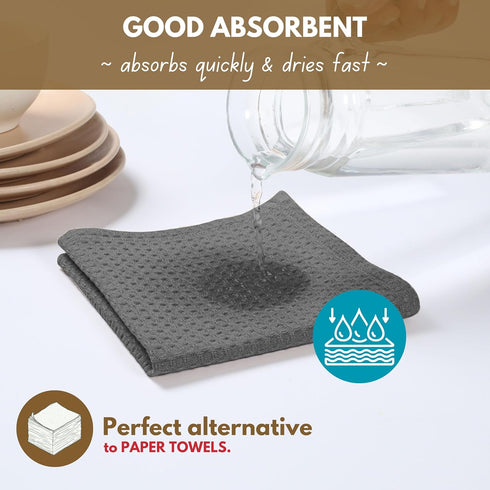 6 Pack 100% 12x12 inch Native Fab Waffle Dish Cloths - Cotton, Absorbent, Quick Dry & Soft Towels for Cleaning, Cooking