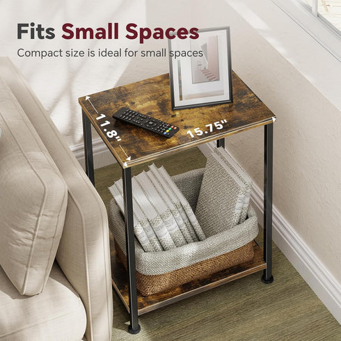 Set 2, Simple Trending End Table, Nightstand of Side Table for Living Room, Bedroom, Rustic Brown