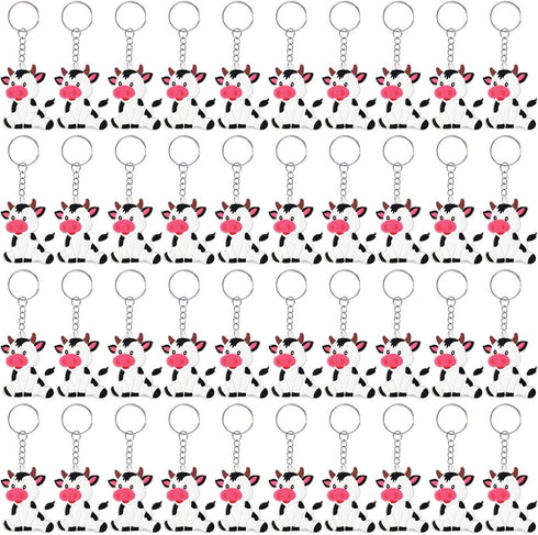 40 Pack Cow Keychains, Animal Themed Party Decoration for Guests, Farm Animal Baby Shower, Kids Birthday