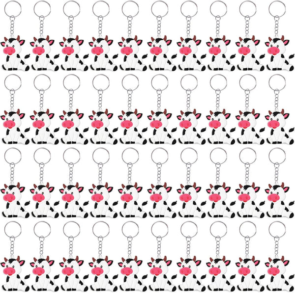 40 Pack Cow Keychains, Animal Themed Party Decoration for Guests, Farm Animal Baby Shower, Kids Birthday