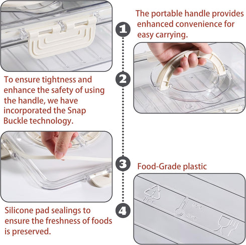Bandesun Divided Serving Tray with Lid and Handle, Clear Organizer for Snacks, Perfect for Parties