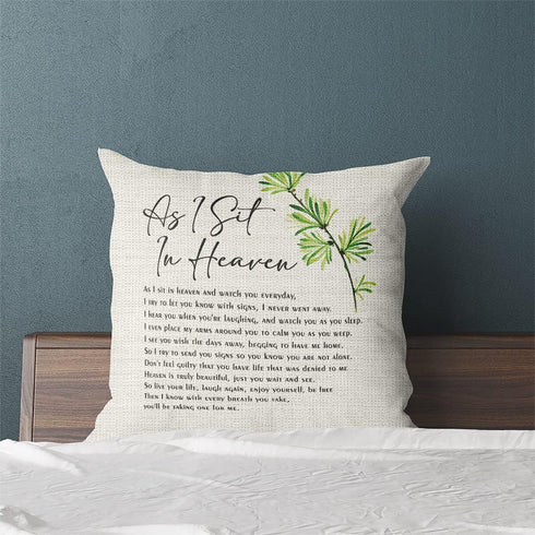 KongMoTree Bible Verse Throw Pillow Cover, As I Sit in Heaven Scripture Art for Living Room Decoration, 18x18 Inches
