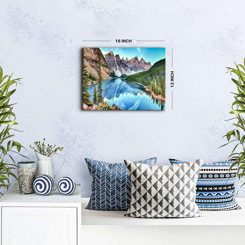 Colorado Wall Art, Banff Mountain Moraine Lake National Park Photo Canvas Prints, 12x16” Framed Pictures