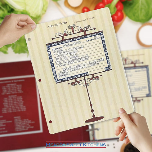Meadowsweet Kitchens Vintage 4x6 Recipe Card Sheet Protectors for 9x12 3 Ring Binder