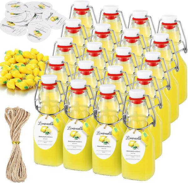 20 Sets Swing Top Glass Bottles with Tags and Twine Rope Airtight