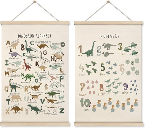 HRQKO Dinosaur Alphabet Poster Hanger Frame Set of 2, Dinosaur Wall Decor,