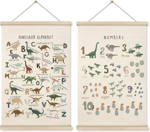 HRQKO Dinosaur Alphabet Poster Hanger Frame Set of 2, Dinosaur Wall Decor,