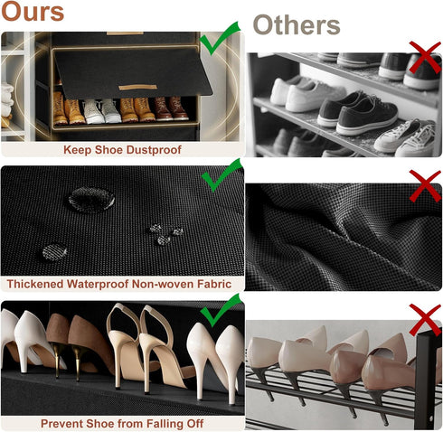 5 20 Closet, Shoe Rack, Tier Shoe Storage Cabinet with Door Pair Plastic Shoe Shelves Organizer for Entryway, Hallway