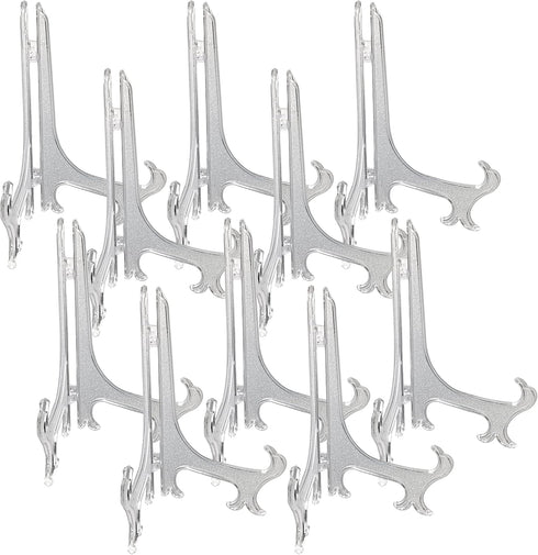 BANBERRY DESIGNS Clear Frosted Easels, Pack of 10 Stands, 7" H for Displaying Book, Picture, Plate
