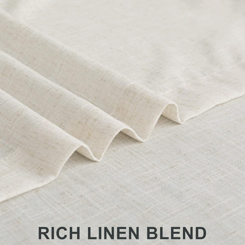 96 Inches 2 Set 8 42x96 Back Tab Cream Linen Curtains Long Panels for Living Room Patio Sliding Door Pocket Ivory Sheer