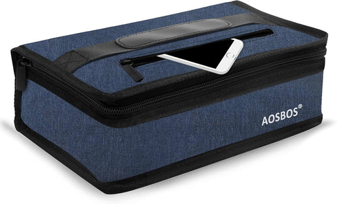 Aosbos Small Lunch Bag, Blue, Unisex Portable Mini Cooler, Insulated Thermal Bag for Men and Women