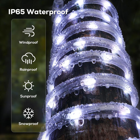 50FT 360 8 4 LED Waterproof Rope Lights Outside with Remote, Modes and Brightness Tube Lights for Christmas, Bedroom