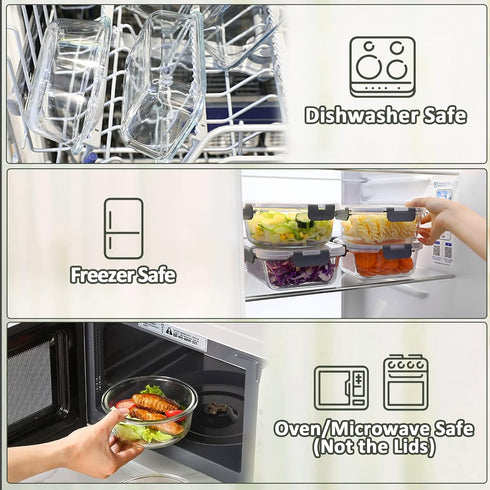 M MCIRCO 24-Piece Glass Food Storage Containers, Upgraded Snap Locking Lids, Airtight Meal Prep Containers Set