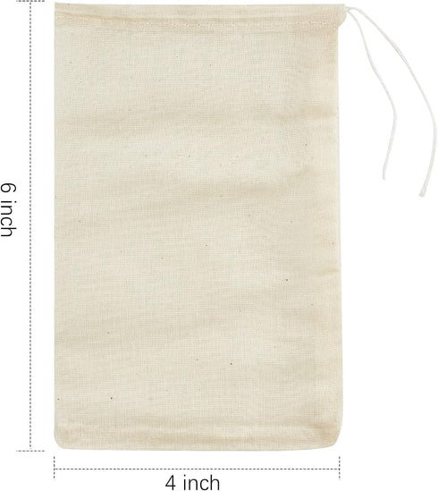 TUZAZO 24 Pack Reusable Tea Bags, Soup Bags, Cheesecloth Bags for Straining, Spice Bags for Cooking, Drawstring Muslin Bags, Sachet Bags, Coffee Tea Brew Bags (4 x 6 inch) by TUZAZO