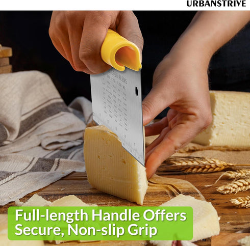 Urbanstrive Bench Scraper for Baking, Stainless Steel Dough Cutter and Multi-Purpose Kitchen Tool, Yellow