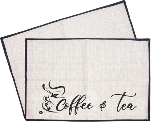 CRASPIRE 2pcs Coffee Maker Mat, 20”X 14” Burlap Placemat with Fabric Backing for Kitchen Counter Coffee Bar Accessories