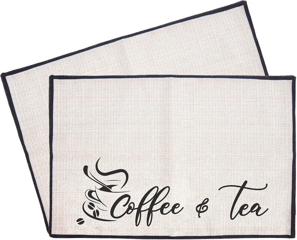 CRASPIRE 2pcs Coffee Maker Mat, 20”X 14” Burlap Placemat with Fabric Backing for Kitchen Counter Coffee Bar Accessories