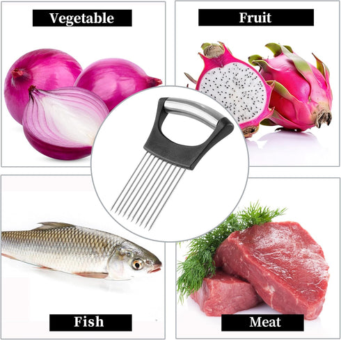 Mumulo Stainless Steel Onion Slicer for Onions, Tomatoes, Eggs, and Vegetables with Protective Cover (Black)
