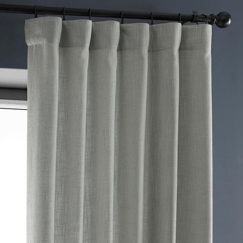 HPD Half Price Drapes Premium Heavy Faux Linen Curtains, 1 Panel, 50W x 108L Light Filtering Ash Grey Window Curtains