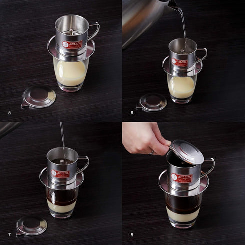 Vietnamese Coffee Filter Maker Press, Authentic Screw Down Phin Made in Vietnam, Medium (8 oz)