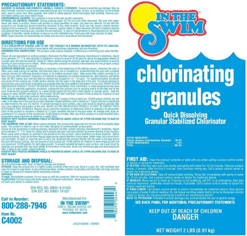 56% 99% 2 In The Swim Sodium Dichlor Chlorine Shock Granules for Sanitizing Hot Tubs and Spas Fast Dissolving, pH