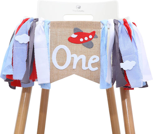 Baci Airplane Highchair Banner for 1st Birthday - First Birthday Decor, Photo Booth