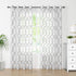 Moroccan Embroidered Semi Sheer Curtains, 108" Long Linen Textured Grey White Geometric Drapes for Living Room